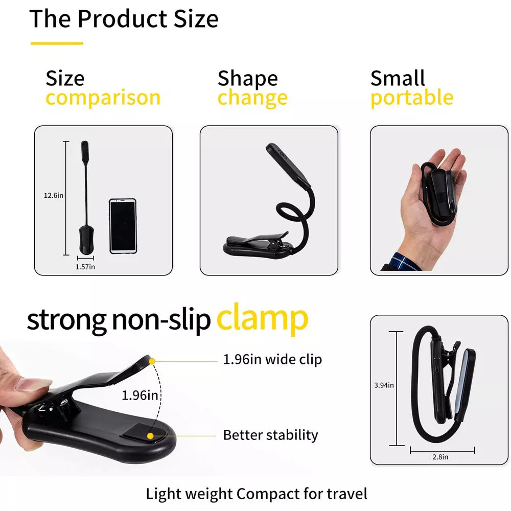 Flexible Easy Clip Lamp Read Night Reading Lamp in Bed