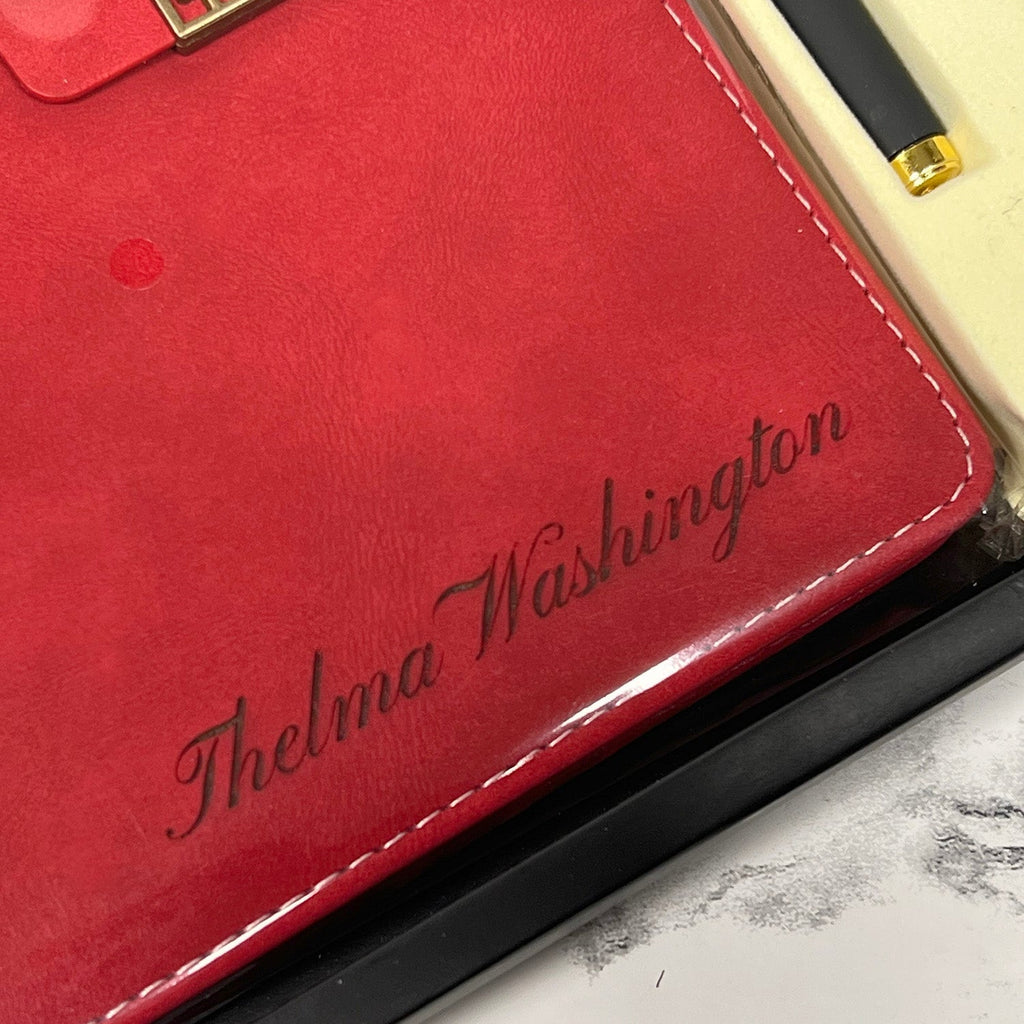 Lined Journal & Pen Gift Set—Red (FREE Engraving)